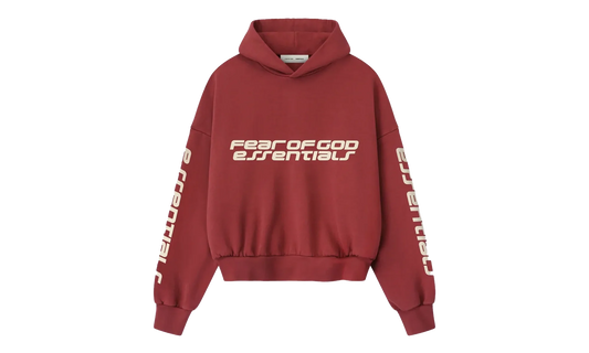 Cropped Relaxed Pullover Hoodie "Crimson" 192HO256901F