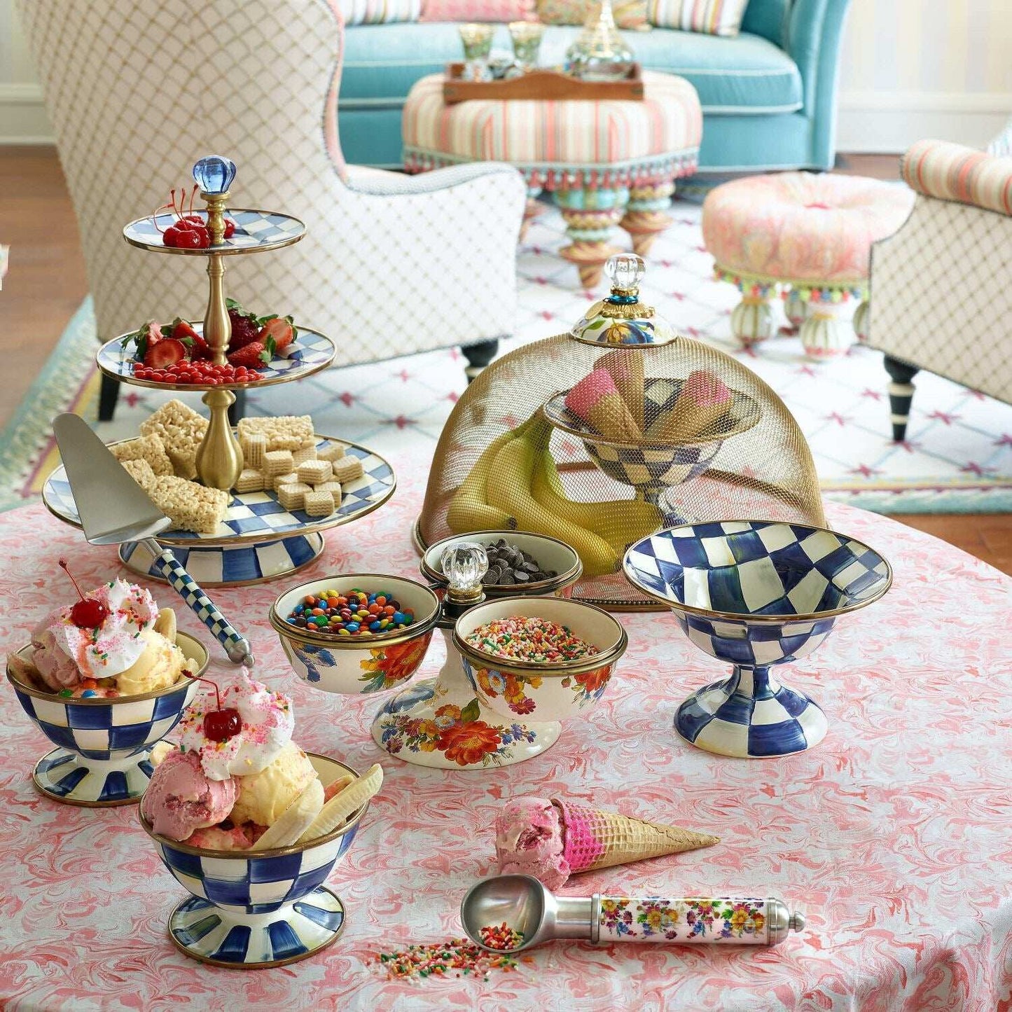 Royal Check Enamel Compote - Small