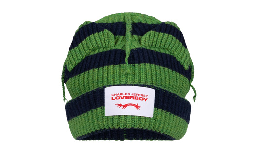 Supersized Chunky Ears Beanie "Green / Navy Stripe" 52132703