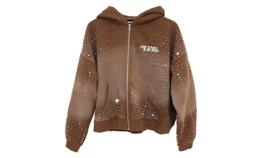 Rhinestone Zip Up Jacket "Brown" RET029
