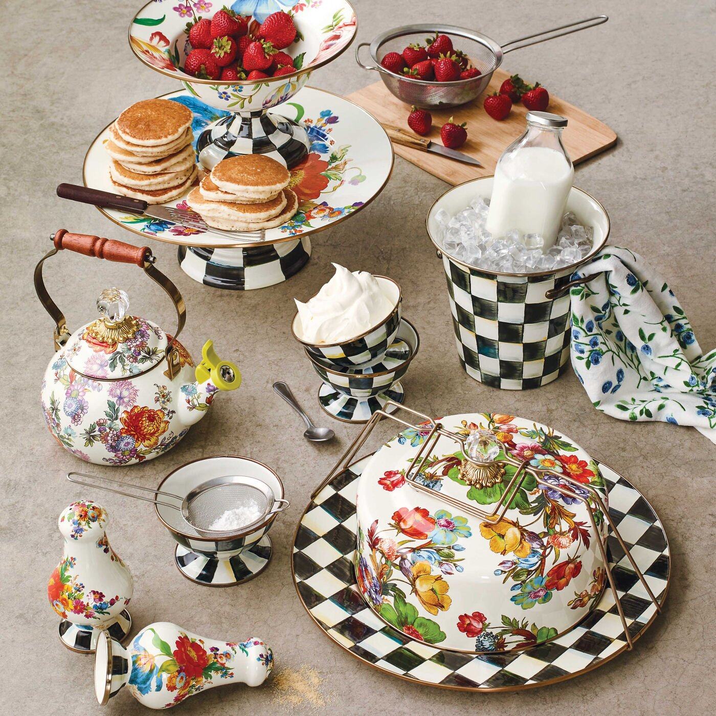 White Flower Market Cake Carrier by MacKenzie-Childs