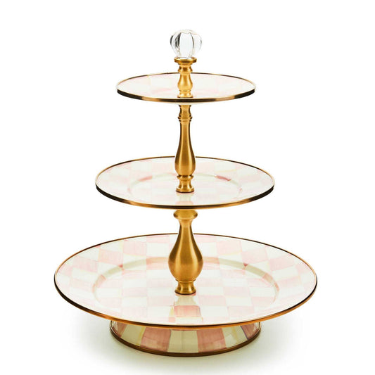 Rosy Check Three Tier Sweet Stand by MacKenzie-Childs