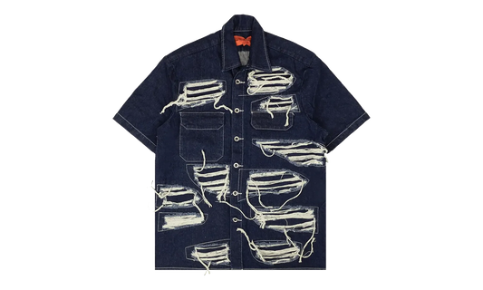 Distressed Denim Short Sleeve Shirt "Blue" 2637 100000104DWS BLUE