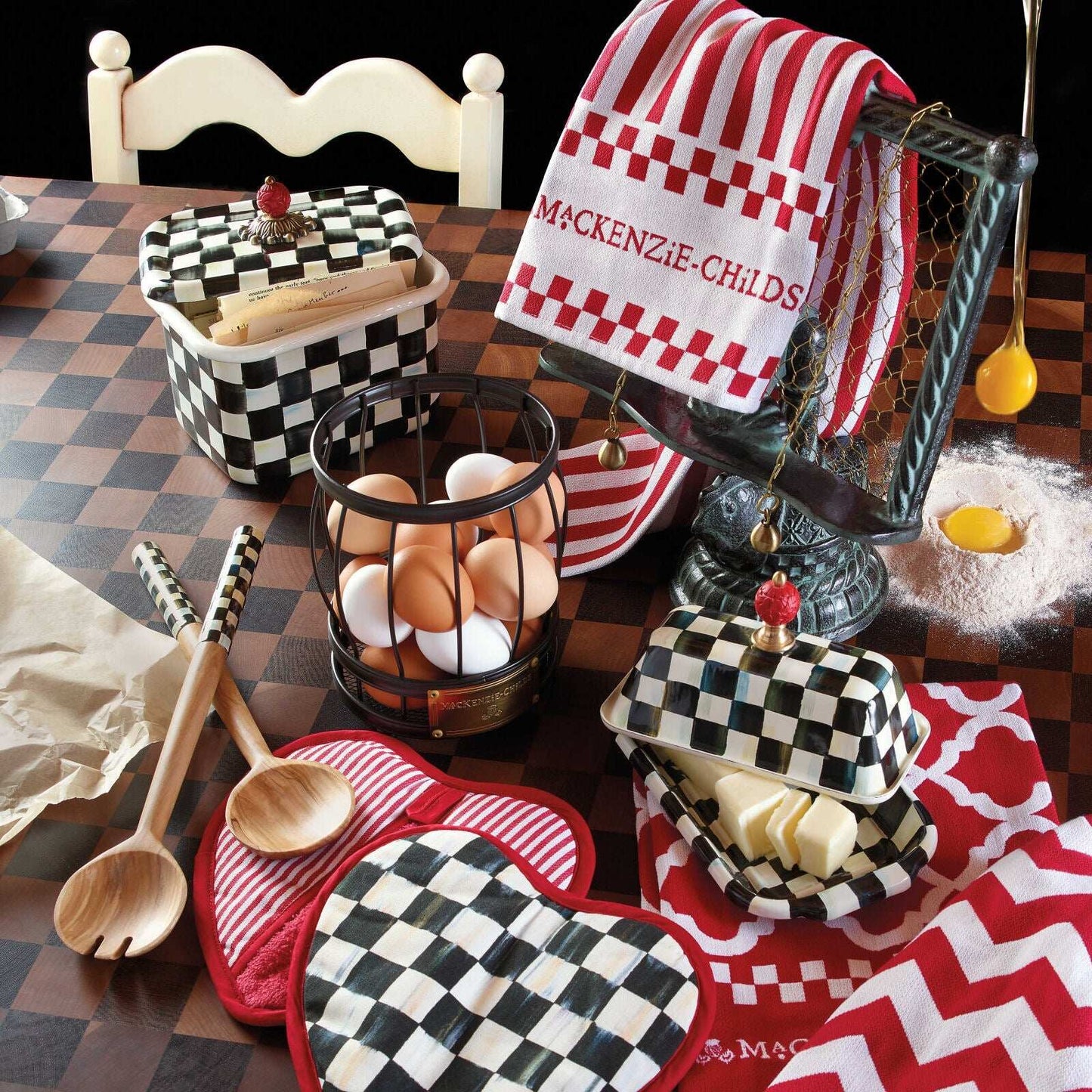 Courtly Check Enamel Butter Box by Mackenzie-Childs