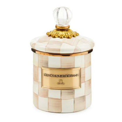 Mocha Check Enamel Canisters