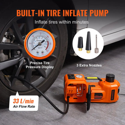 5 Ton Electric Car Jack Kit with Impact Wrench & Air Pump