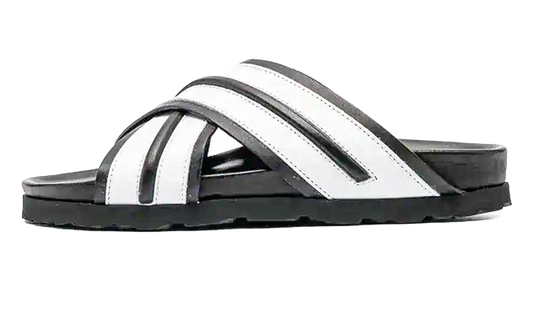 Criss-Cross Slip-On Sandals "Black/White" 231695M234013