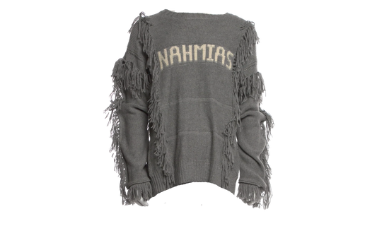 Crewneck Poncho Fringe Sweater "Grey" AW23 KW5 T16G1 020