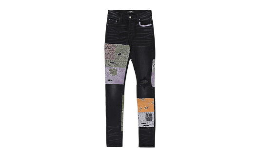 BANDANA ART PATCH JEAN "Aged Black" PF22MDS021